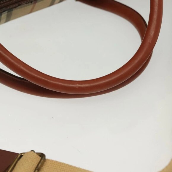 Burberrys Nova Check Boston Bag PVC 2way Beige Auth 137639 - Picture 8 of 16